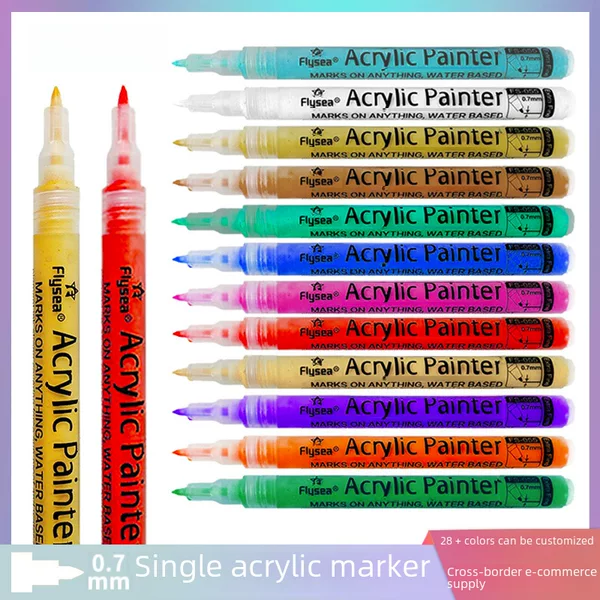 Cross-Border 0.7mm Acrylic Marker Nail Art Graffiti DIY Crafts Quick-Drying Waterproof Single Kidsren's Painting Brush