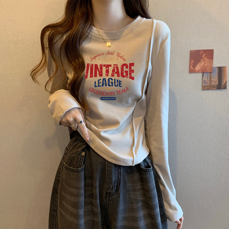 纯棉打底衫女秋冬内搭上衣秋季季2025年新款时尚修身长袖t恤