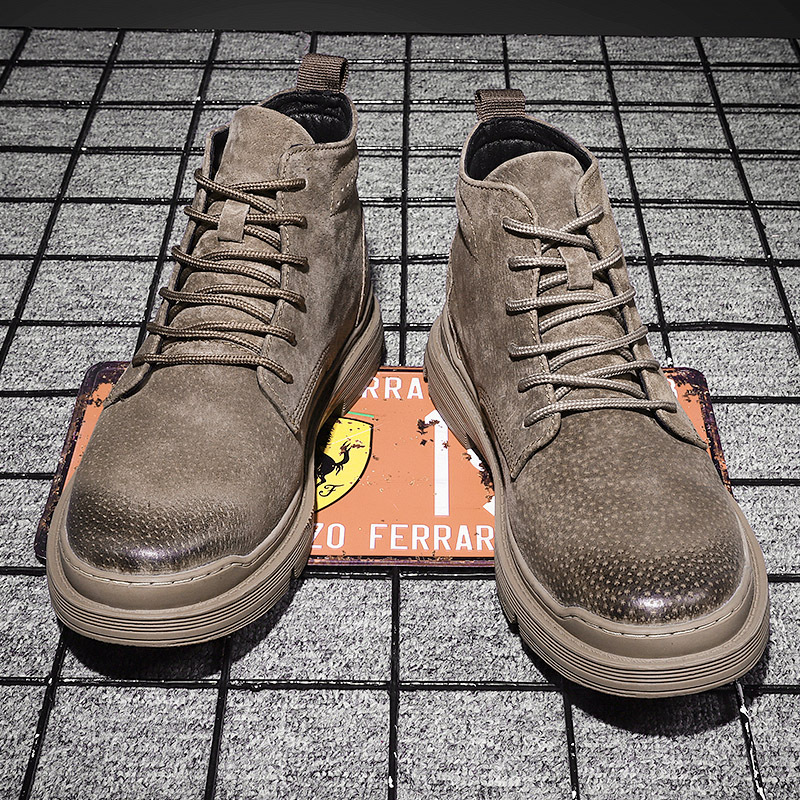 马丁鞋秋冬男高帮工装鞋战狼靴韩版男靴英伦休闲百搭男鞋复古增高