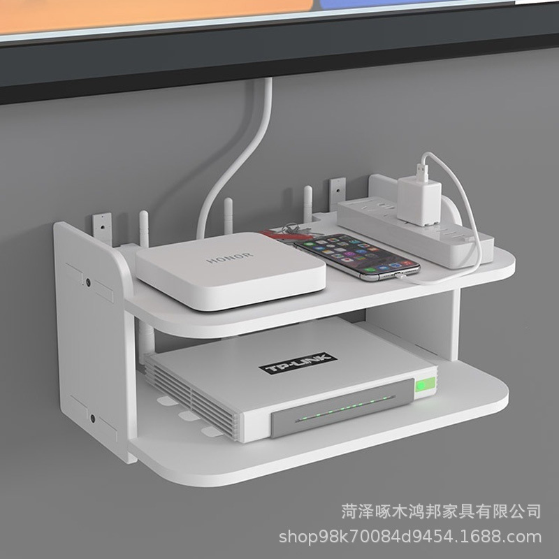 Router Storage Box Wall Wifi Storage Rack Living Room Bedroom Tv Set-Top Box Rack Punch-Free Wall-Mounted