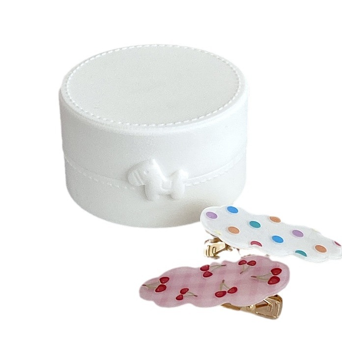 かわいいおばあちゃんの蝶結びのポニーの収納ケース円形の純色のカバー付きのステッカーのヘアピン携帯防塵ケース