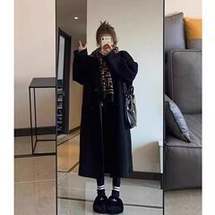 高级感毛呢大衣女2025秋冬新款慵懒风气质显瘦中长款毛呢外套