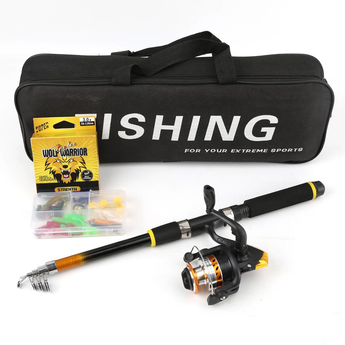 Cross-Border Sea Rod and Lure Rod Complete Set with Hard Bait and Soft Bait Fishing Reel, Retractable Fishing Rod, Novice Beginner Set Complete