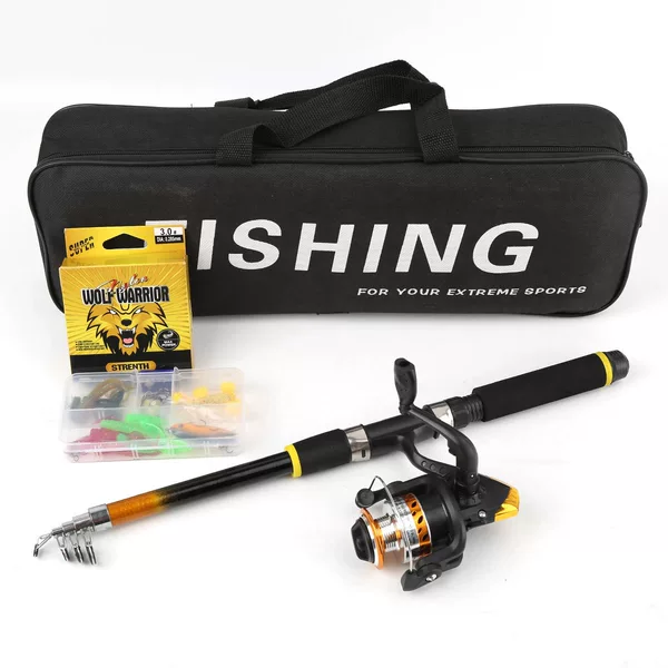 Cross-Border Sea Rod and Lure Rod Complete Set with Hard Bait and Soft Bait Fishing Reel, Retractable Fishing Rod, Novice Beginner Set Complete