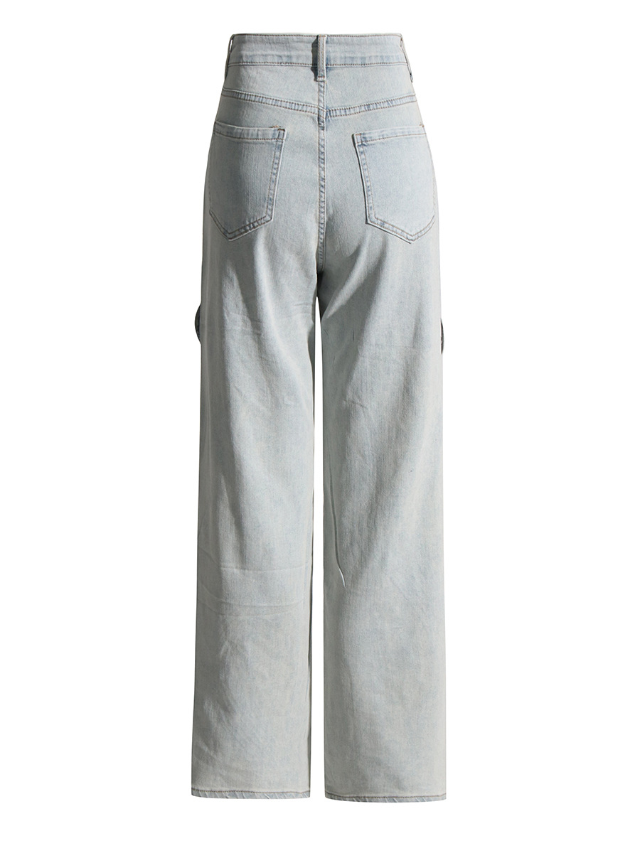 Jeans casuales de moda 2026 en stock, nuevo diseño de nicho, con bloques de color, cintura alta retorcida, pierna recta y efecto adelgazante