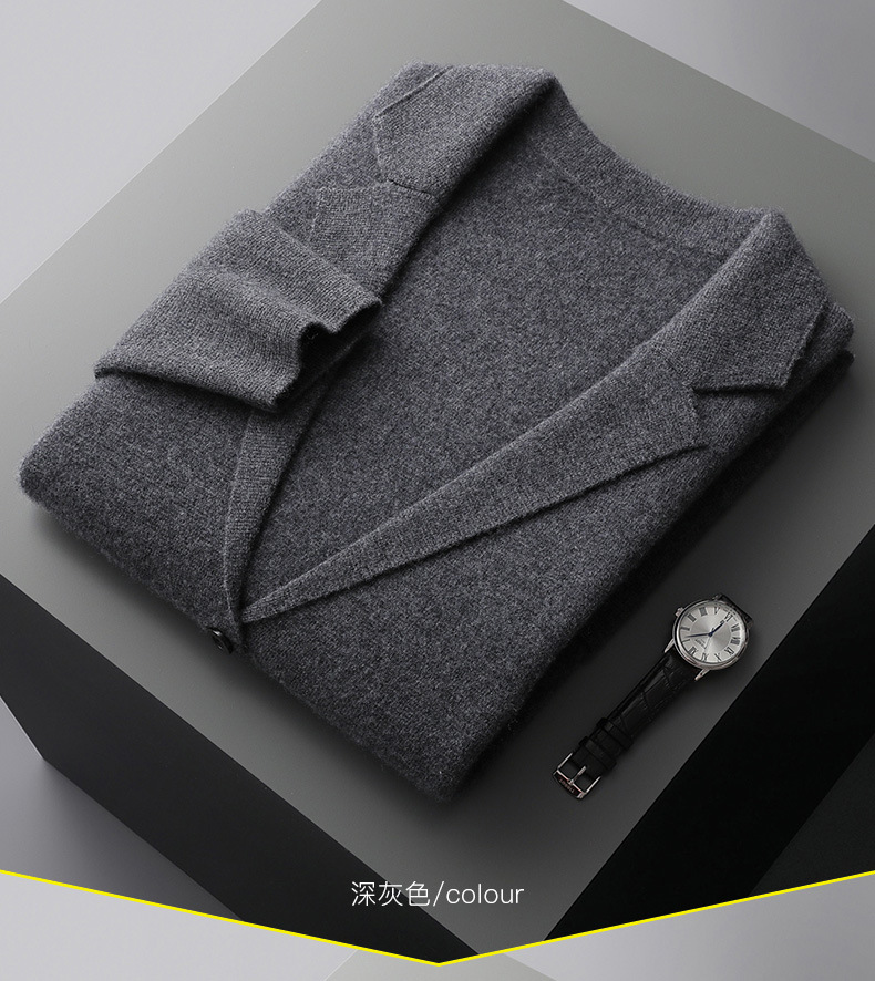 Lana de punto chaqueta los hombres moda casual negocios pequeño traje externo grueso suéter cardigan más tamaño suelta top