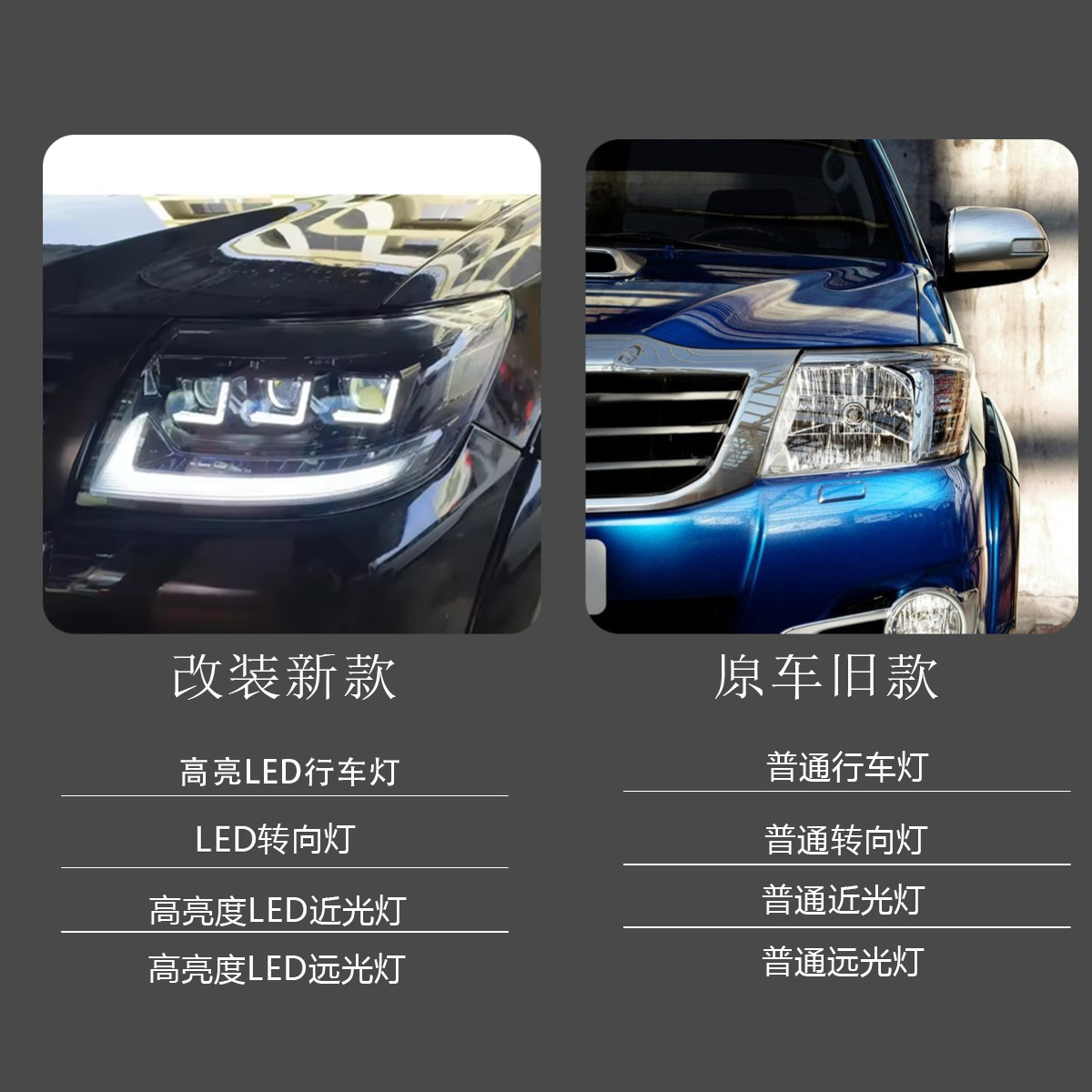 Aplicable a 12 - 14 modelos Toyota Hercules VIGO conjunto de faro modificado LED luz diurna luz de dirección de corriente