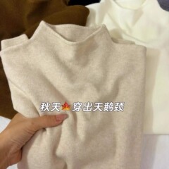 初秋小立领奶fufu软糯针织长袖打底衫女冬季毛衣韩版简约上衣内搭