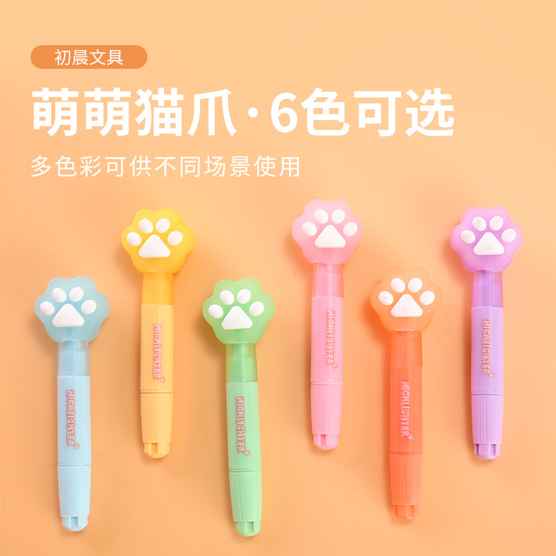 Primero en la mañana lindo gato garra puntero estudiantes puntos marcador de color puntero de marca niños graffiti puntero