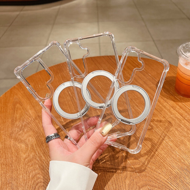 Suitable for Samsung S25Ultra Magnetic Transparent Mobile Phone Case S26Plus360 Rotating Stand S24Fe Anti-Fall Cover Suitable for Samsung S25Ultra Magnetic Transparent Mobile Phone Case S26Plus360 Rotating Stand S24Fe Anti-Fall Cover