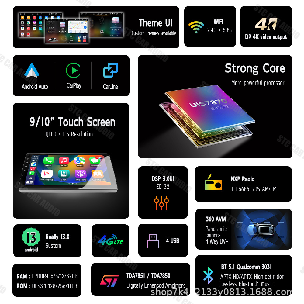 7870S 9-inch 10-inch 8-core large screen Android navigation universal frame car machine GPS reversing central control navigation integrated 2