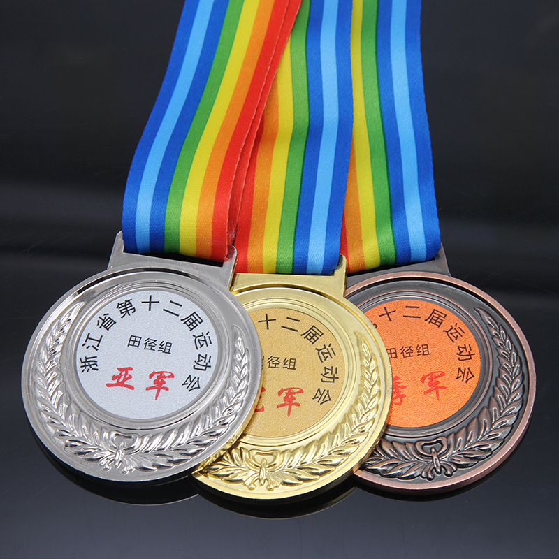 En stock juegos oídos de trigo universal medalla regular galvanoplastia oro y plata cobre escuela Maratón pie baloncesto metal lista