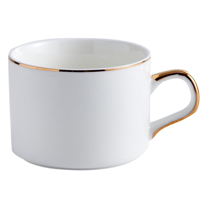 Simple hogar taza de café de cerámica y platillo traje tarde taza de té conjunto Oficina borde de oro flor creativa taza de té