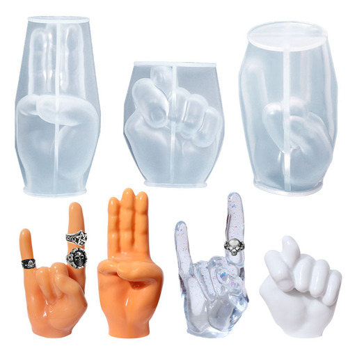 Proud diy glue mold ring storage rock gesture silicone mold silicone mold finger ornaments