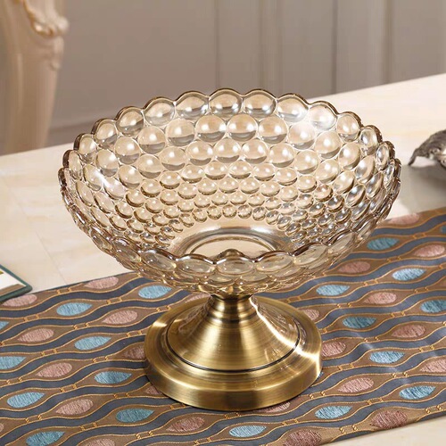 European-style home decorative glass fruit plate set modern living room coffee table fruit plate soft furnishing ornament