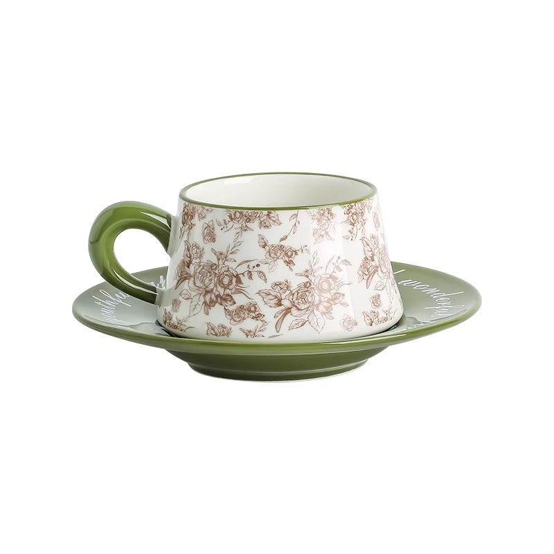 Tazas de café retro americanas y platos parejas de alto valor de cara taza de café popular en línea taza de menú de la tarde para mujeres personales