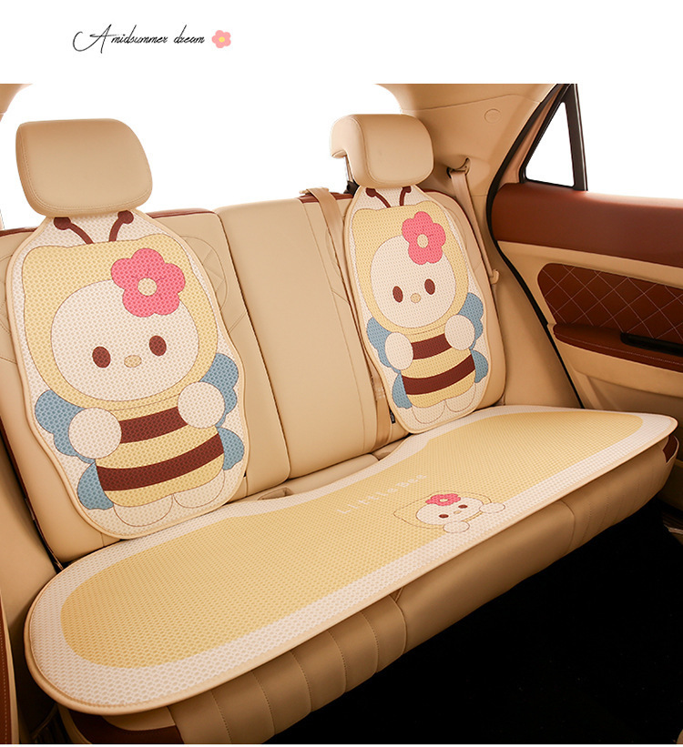 Car seat cushion four seasons universal cute bee seat cushion single piece backless rear single seat cushion seat cover summer