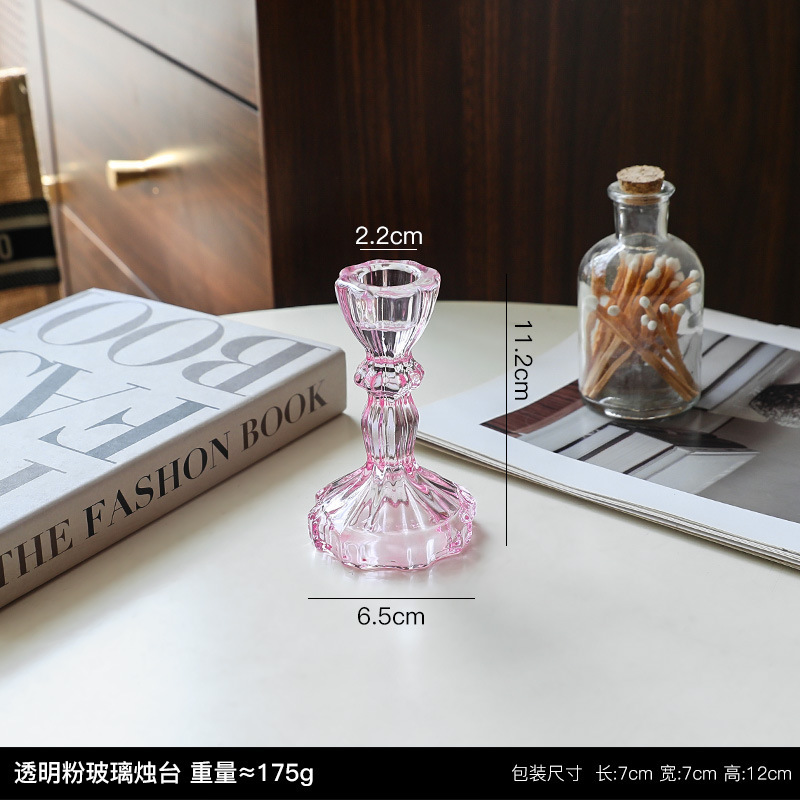ヨーロッパ式現代シンプルins風透明ガラス燭台置物家庭装飾品テーブルリビング玄関装飾|undefined