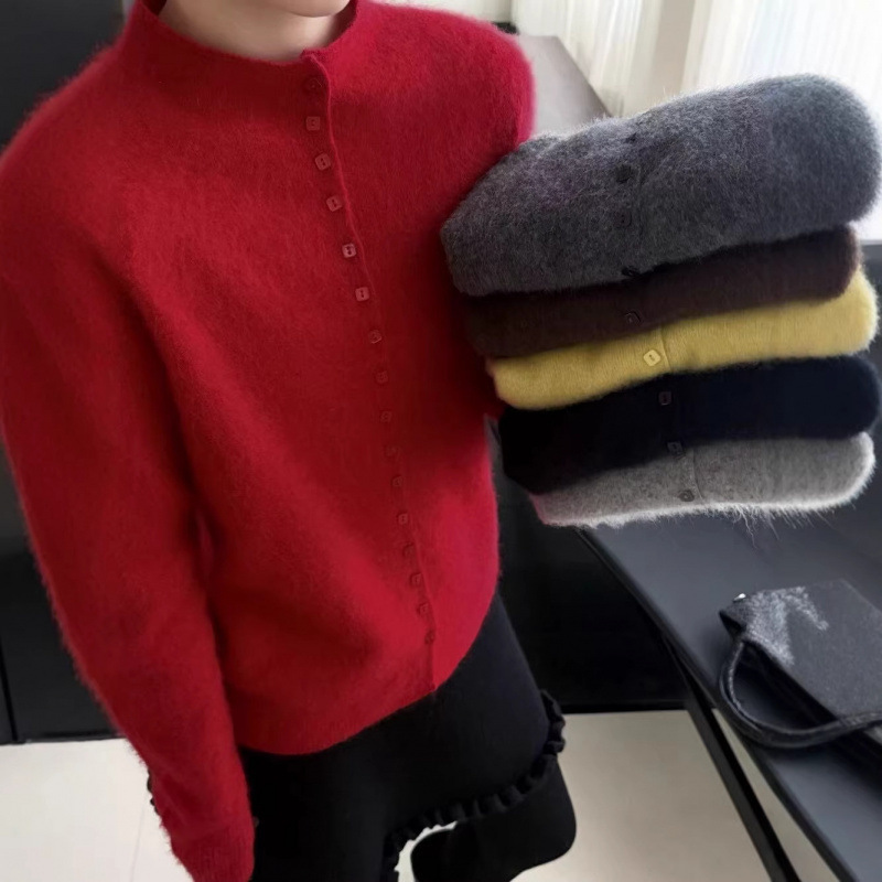 [Fleece Series] Blended Cashmere Wool Sweater Women's Autumn and Winter Coat 25 New Style Women's Inner Layer Knitwear