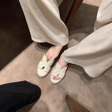 增高6cm！露思同款度假风复古一字牛皮厚底坡跟真皮H凉拖鞋女夏
