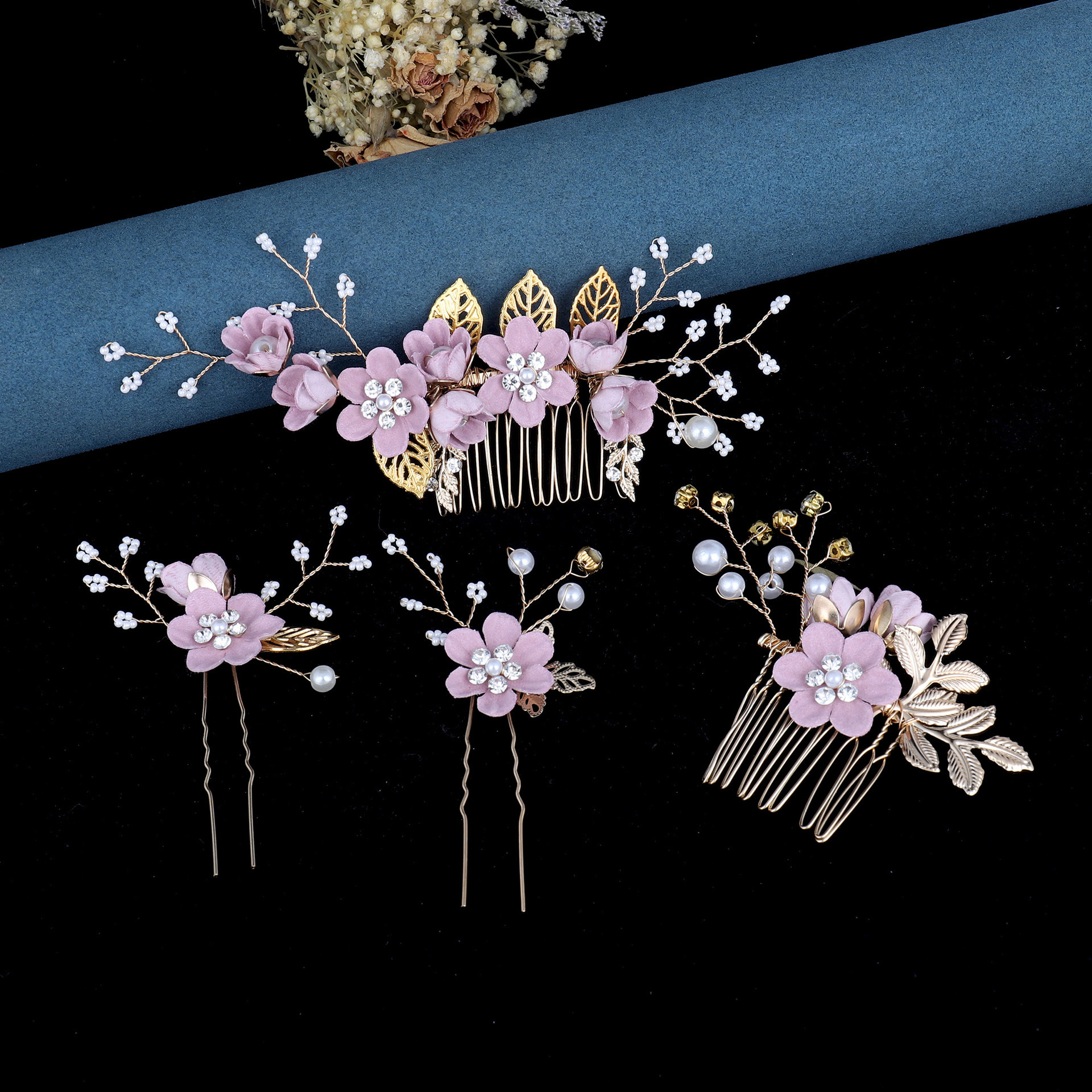 Cabeza transfronteriza hecha a mano cuatro piezas de flores de cabeza cinco piezas de blanco, azul, oro, rosa y otros estilos