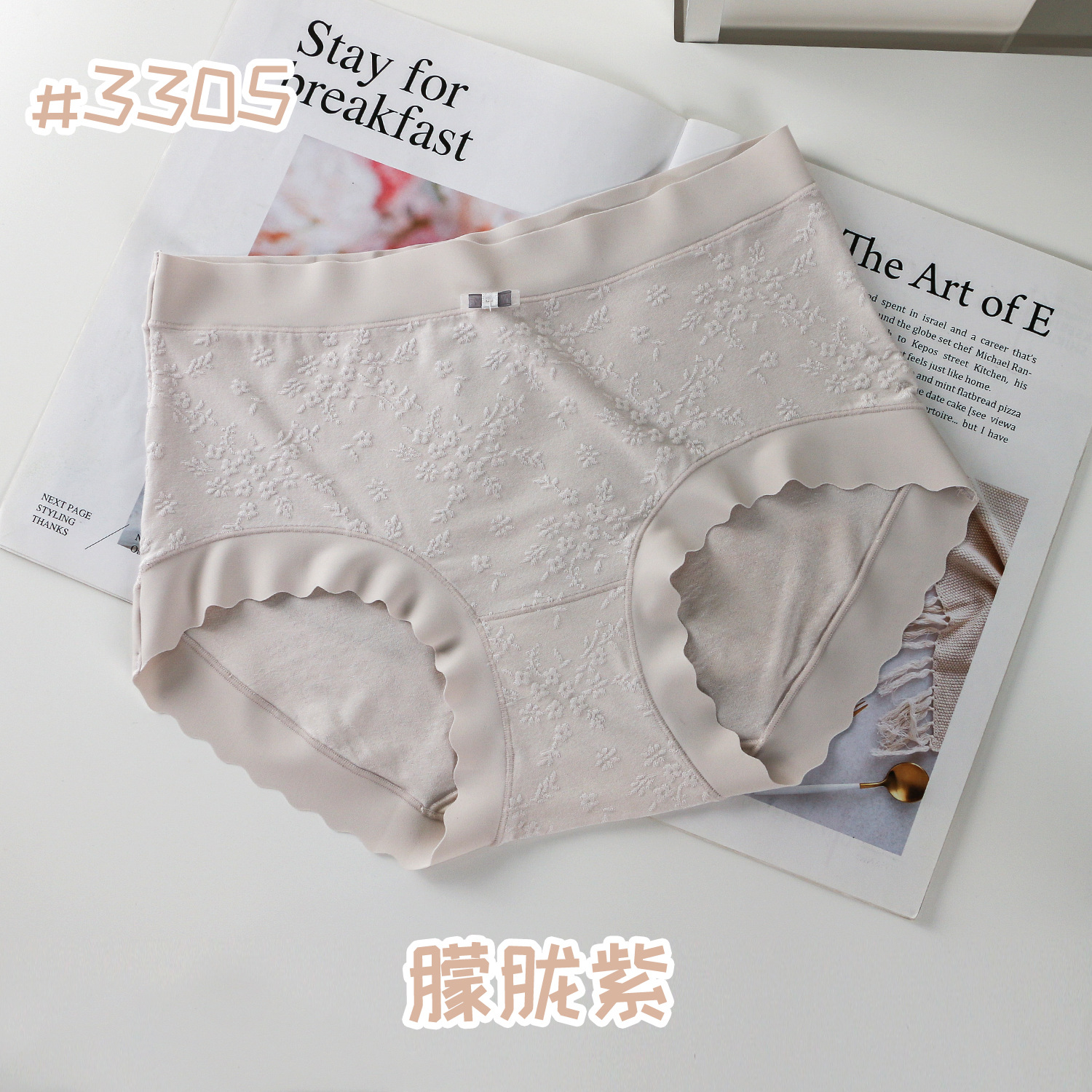 Women's underwear 60 modal waffle jacquard bow mulberry silk mid-waist girl's underwear briefs wholesale