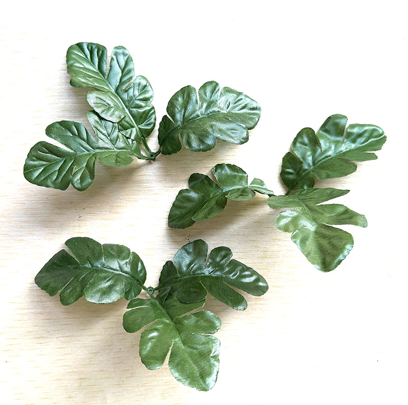 Simulation Chrysanthemum Leaf Trigeminal Hole Qingming Flower with Decorative Artificial Flower Craft Flower Decorative Leaf