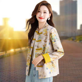 盘扣唐装外套女士春秋短款2026新款秋季小个子妈妈新中式国风上衣