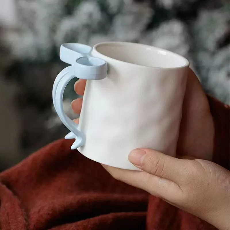 High-value bow ins ceramic mug niche design creative ceramic cup simple water cup office