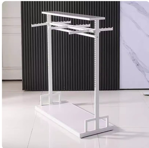 Display Rack, Six-Arm Island Stand, Stainless Steel Hanger, Shopping Mall Floor Standing, Double-Sided, Women's Clothing Store Shelf