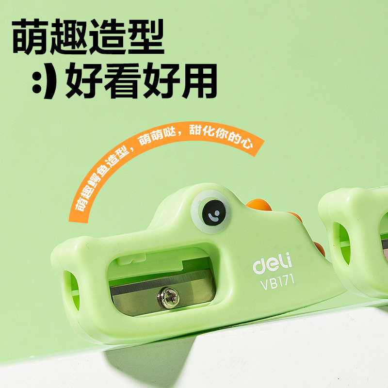 Deliky VB171 pequeño cocodrilo cuchillo de lápiz estudiantes cuchillo de transferencia manual para niños jardín de infantes lápiz afilador portátil