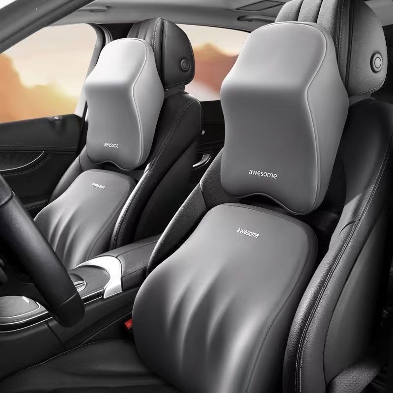 自動車ヘッドレスト頚椎保護首記憶綿シートクッション背もたれ四季通用ウエストサポートセット|undefined