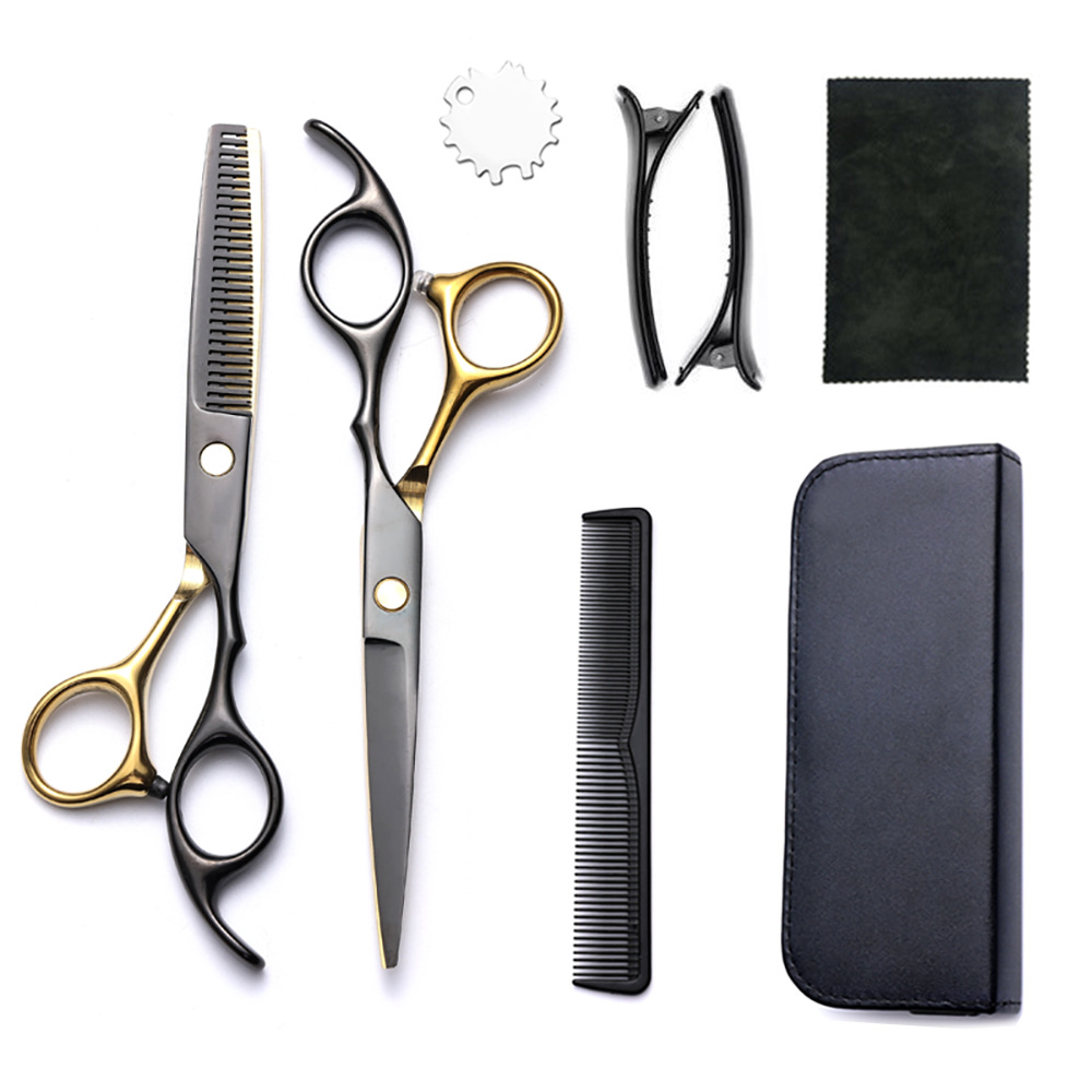 Corte de pelo tijeras transfronterizas amazonas color tijeras de dientes planas cortadas delgadas frange tijeras divisorias fábrica de tijeras al por mayor set de tijeras de peluquería