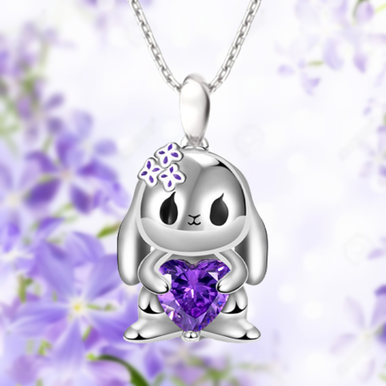 Heißer Verkauf Nette Amethyst Kaninchen Anhänger Halskette Exquisite Mode Tier Schmuck Mädchen Geburtstag Geschenk_voghion.com
