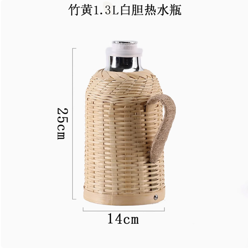 竹編み湯沸かし器家庭用手作り伝統紫竹編み花中国式レトロ茶室レストラン大容量保温ポット|undefined