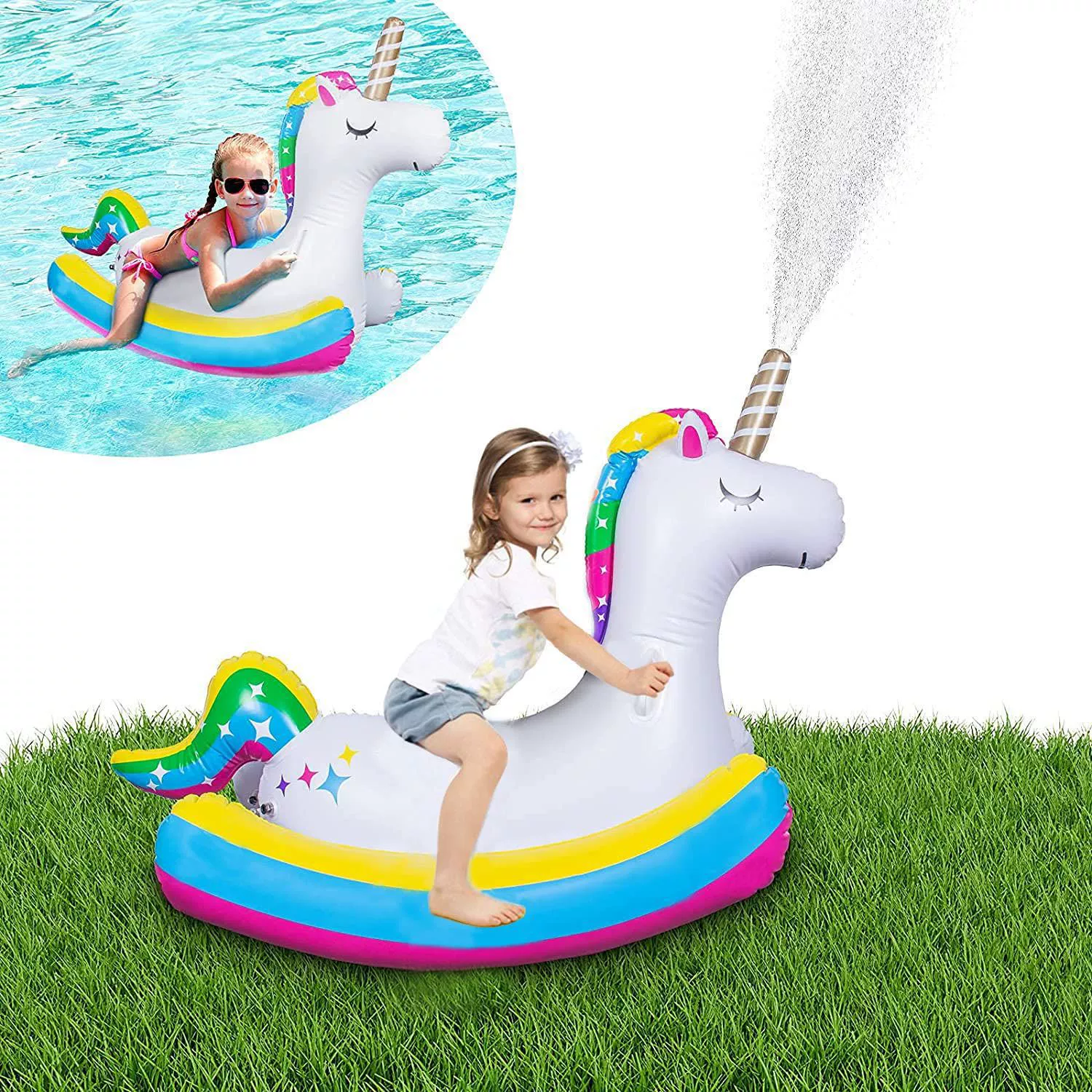 Новый трансграничный ПВХ надувной распылитель для воды Единорог крепление для воды плавающий ряд животных коврик для распыления воды динозавр плавающий ряд