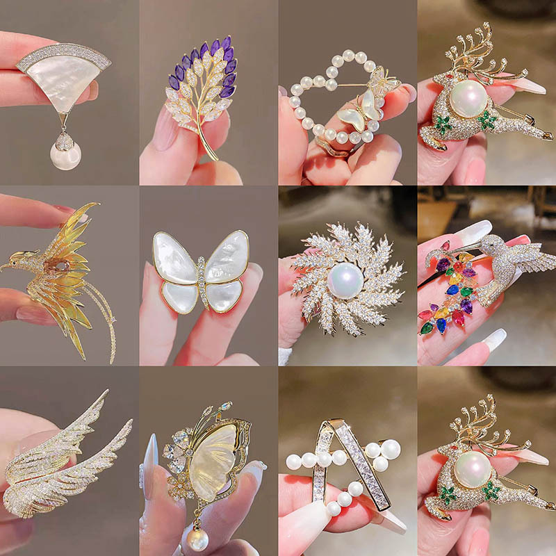 Japanese and Korean Style Flower High-end Brooch Women's High-end Sense High-end Fashion High-end Corsage Elegant Fixed Anti-running Light Pin Buckle