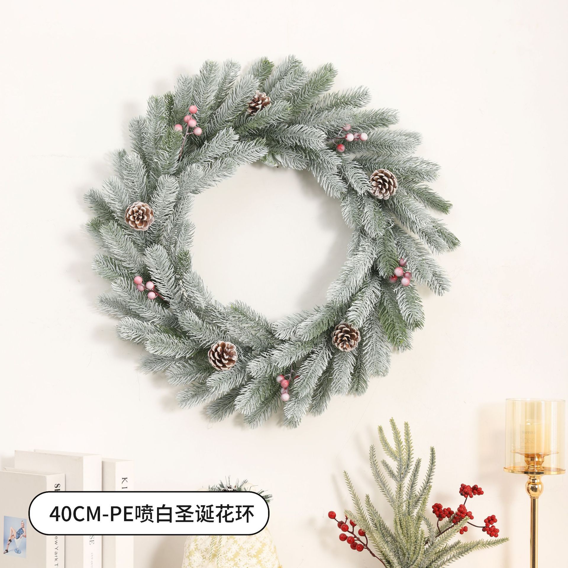 30/40/45/50/60CM centro comercial ventana del hotel Navidad Círculo Guirnalda DE LA ROTA De La guirnalda de Navidad transfronteriza