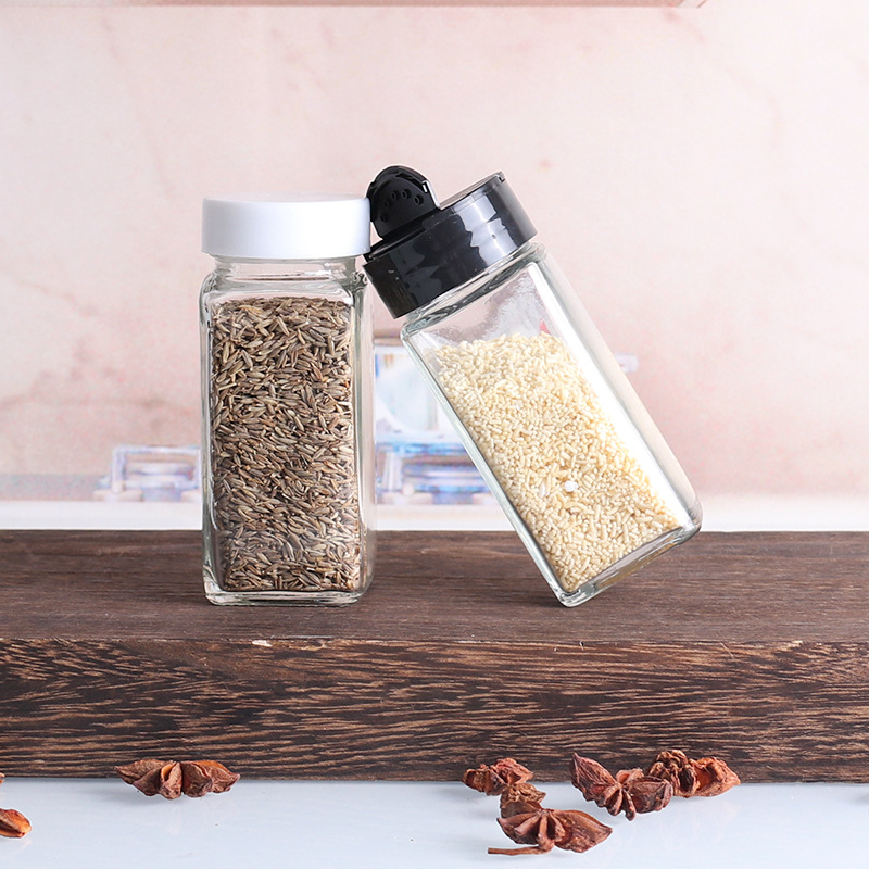 Botella cuadrada para condimentos 120 ml, salero/pimentero para cocina, fábrica al por mayor