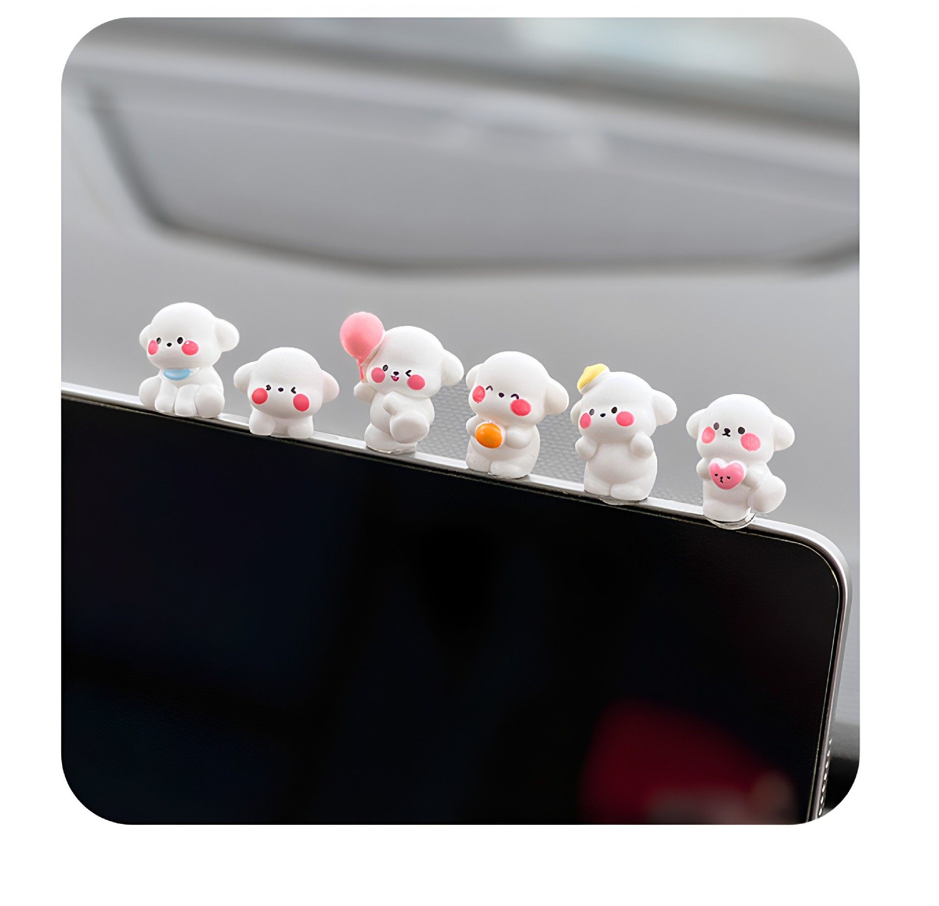 Cute Car Ornaments, Puppy Car Dashboard Screen Healing-Themed Figurines, Car Interior Decorations, Electric Vehicle Accessories