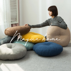 M.Life レイジーデー布団 北欧イン綿麻クッション 丸型厚みのあるバルコニー出窓クッション 畳