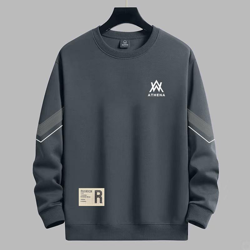 [280g] round neck casual top sweater men's spring and autumn loose versatile trendy pullover