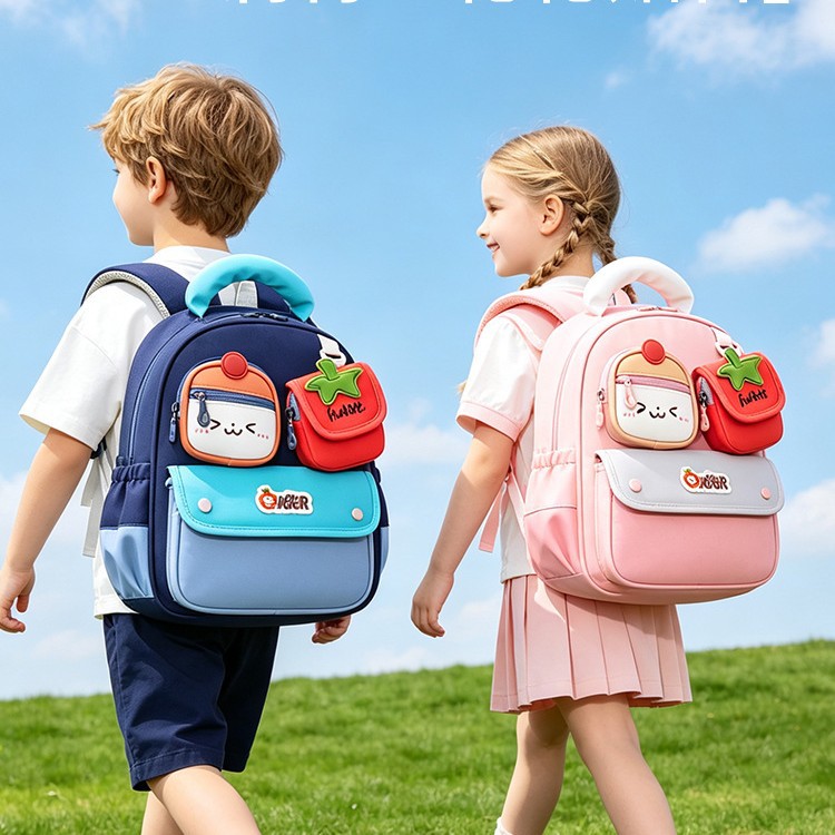 Mochila infantil encantadora de frutas y verduras, color combinado, mochila transpirable para niños pequeños, mochila pequeña para bebés en clase media. image 5