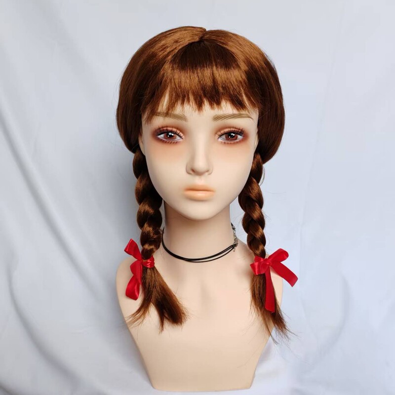 Halloween horror movie [Annabell] horror doll cosplay light brown braided wig