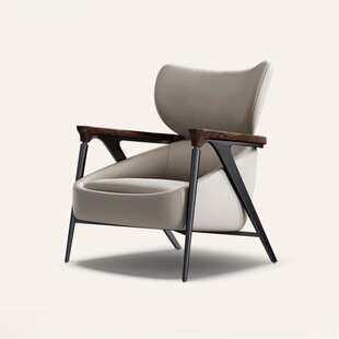 Modern Oriental Full Leather Casual Chair Light Luxury Designer Sofa Chair Villa Advanced Casual Chair Tiger Chair