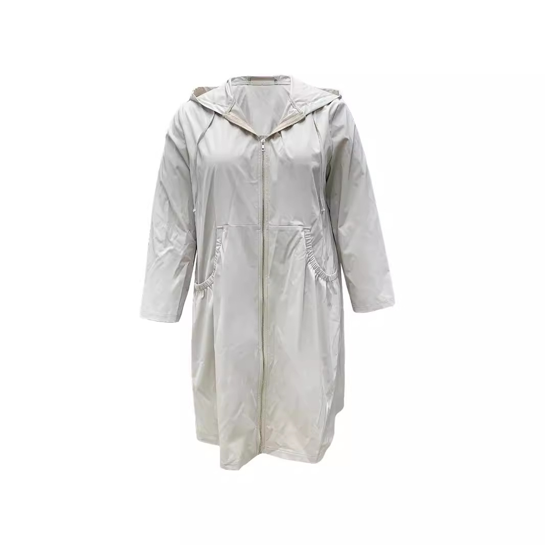 ​Women's Plus Size Casual Hooded Windbreaker Jacket Long Sleeve Lightweight Outerwear For Spring & Autumn​_ecoleips.com