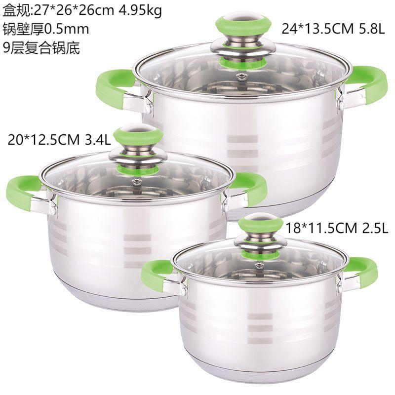 Olla de Acero Inoxidable de Grado Alimenticio con Fondo Reforzado de 9 Capas, Juego de Utensilios de Cocina para el Hogar, Olla para Sopa, Olla para Guisos, Caja de Regalo para Utensilios de Cocina, Venta al por Mayor