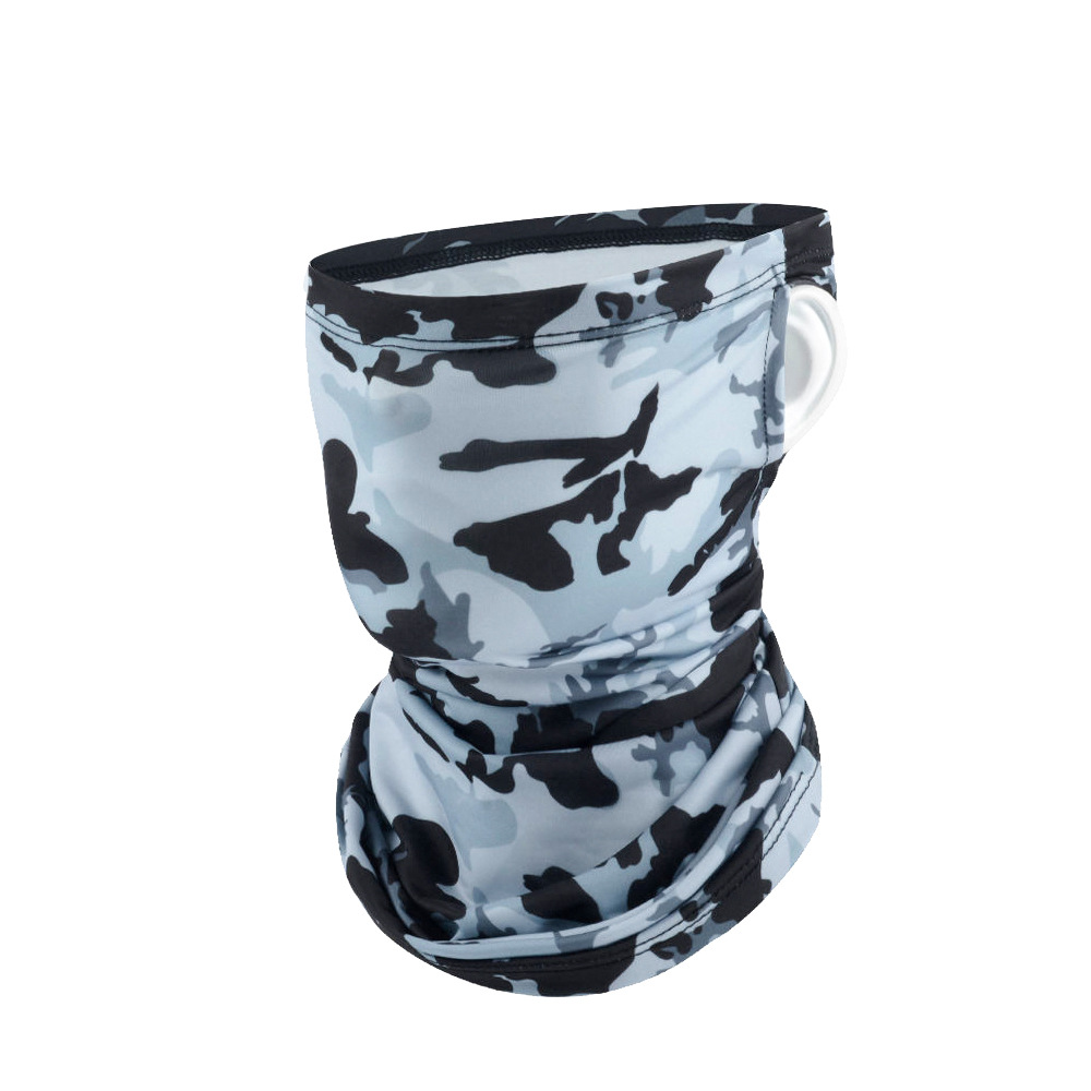 Máscara de protección solar de seda de hielo con orejas de camuflaje al por mayor de fábrica, deportes al aire libre, toalla de protección solar transpirable que absorbe el sudor y se enfría