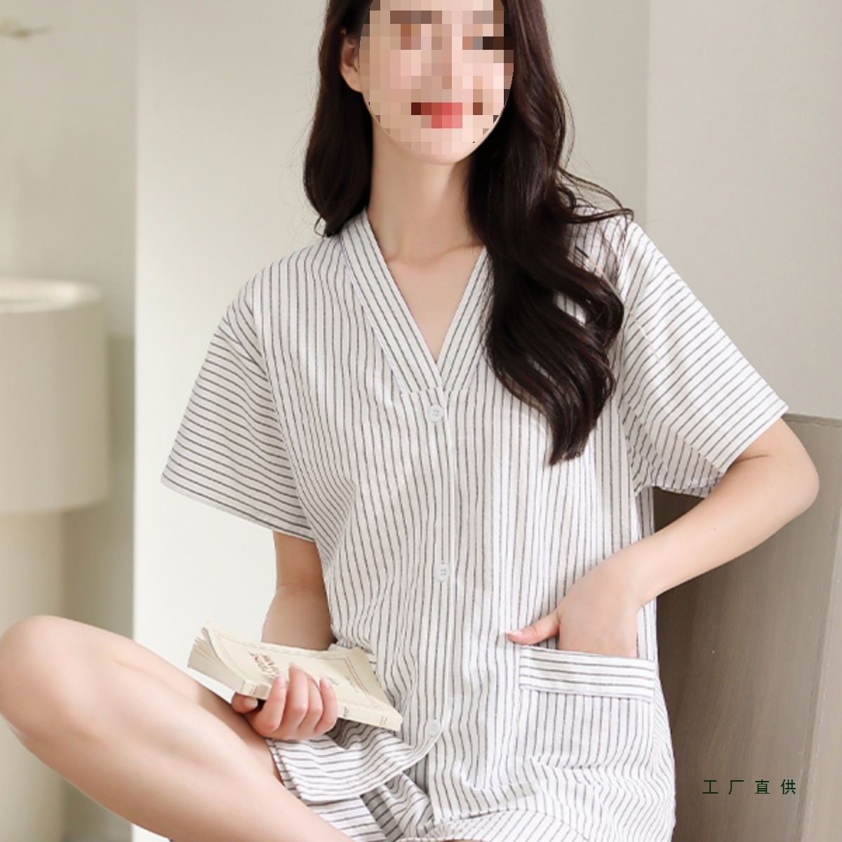 New High-End Moxibustion Special Clothing, Cotton Front and Back Cardigan, Traditional Chinese Medicine Physiotherapy Clothing, Back Buttoned Head Therapy Massage Clothing