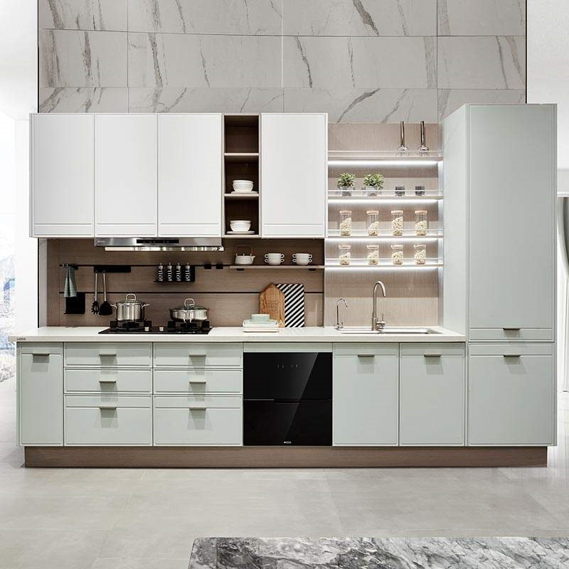 2024 Nordic style kitchen cabinet suit quartz stone Foshan factory wardrobe balcony cabinet can be shipped nationwide